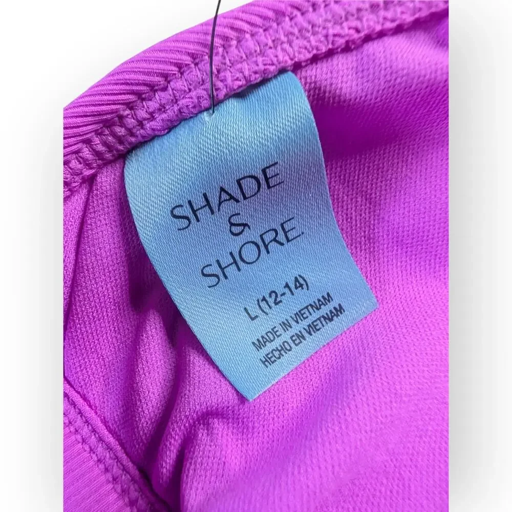 Shade and Shore Pink Ribbed Sporty Beach Triangle Bikini Top Size Large